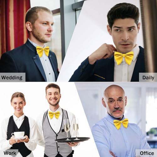 Image of Mens Bow Tie Pre Tied Oversized Bow Ties for Men Satin Bowties for Tuxedo Wedding Party Banquet