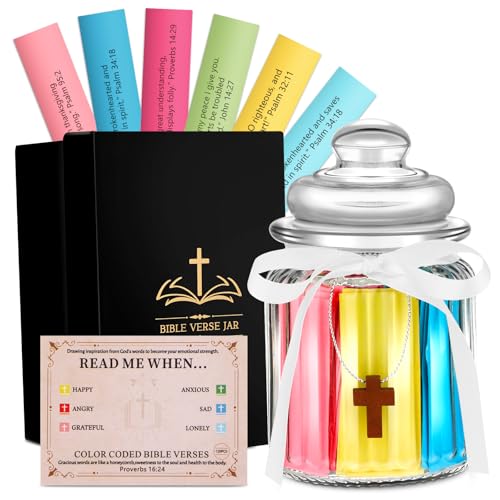 Bible Verse Jar with Cross Prayer Cards Board Supplies 120 Pcs Read Me When Bible Verses Bible Study Supplies Hope Religious Christian Birthday Easter Mothers Day Gifts for Women