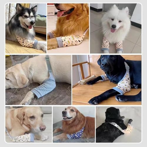 Image of MANON ROSA Dog Elbow Pads, 2XL, Blue | Knee Wrap Front Leg Sleeves, Large Dogs 80-95lbs, Wound Protection & Anti-Licking, Sleeve Length 13.3in