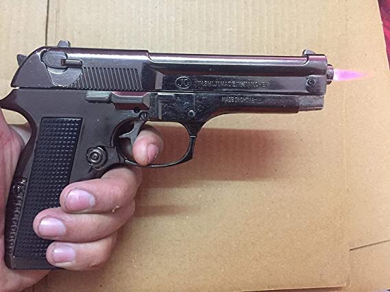 Niyanta Fully Metal 608 Gun Shaped JETFLAME Windproof Cigratte Lighter with Barrell Pull Back System and Cover.-picture-56
