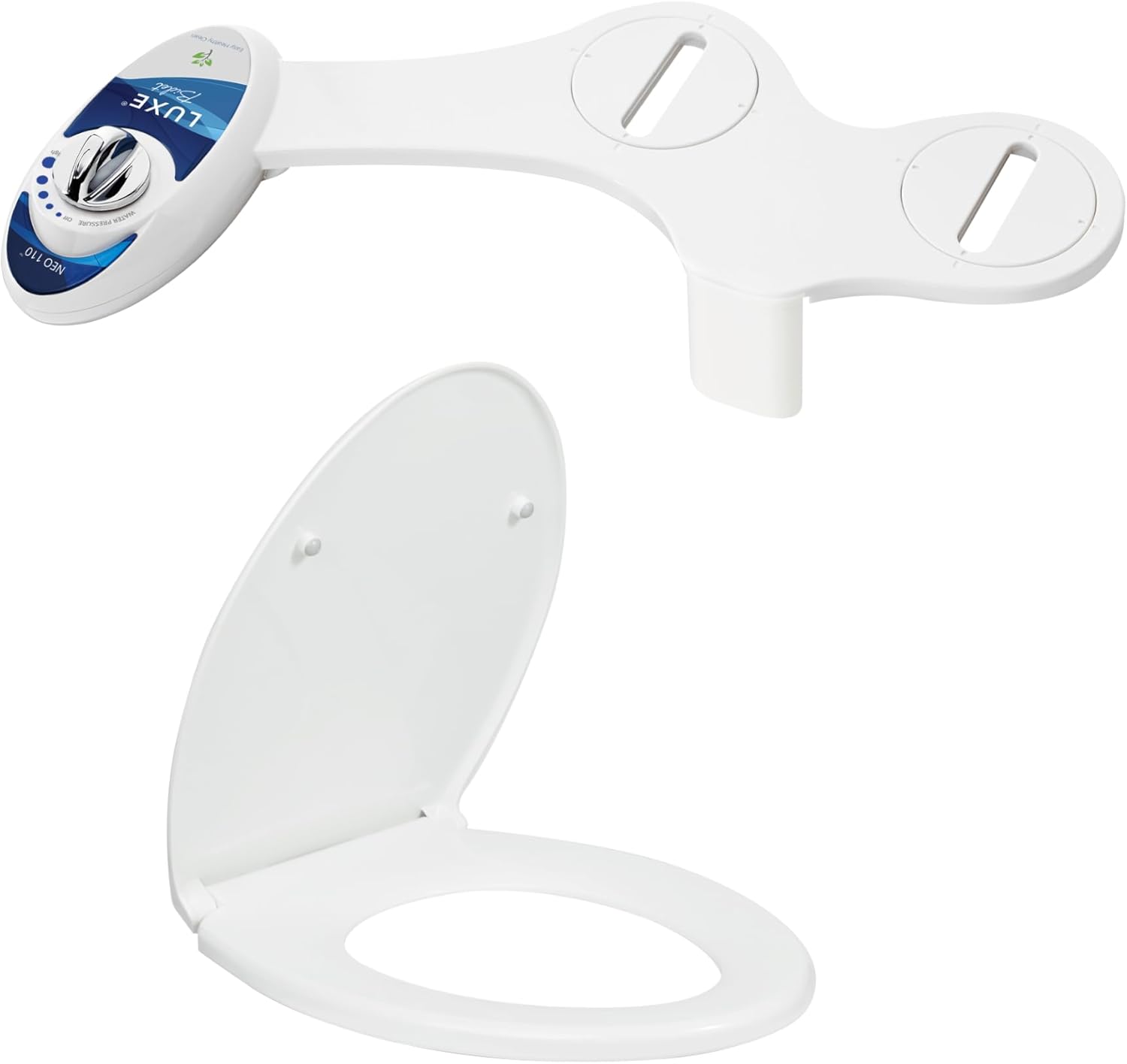 LUXE Bidet NEO 110 Blue and LUXE Elongated Toilet Seat Bundle