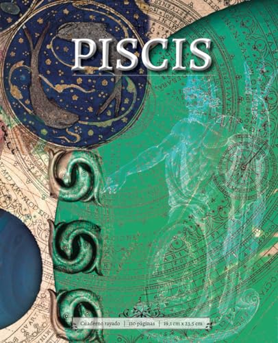 Cuadernos con símbolos del zodiaco: Signo de Piscis: Cuaderno de renglones anchos con información astrológica para cada signo | Diario astrológico | Diario zodiacal