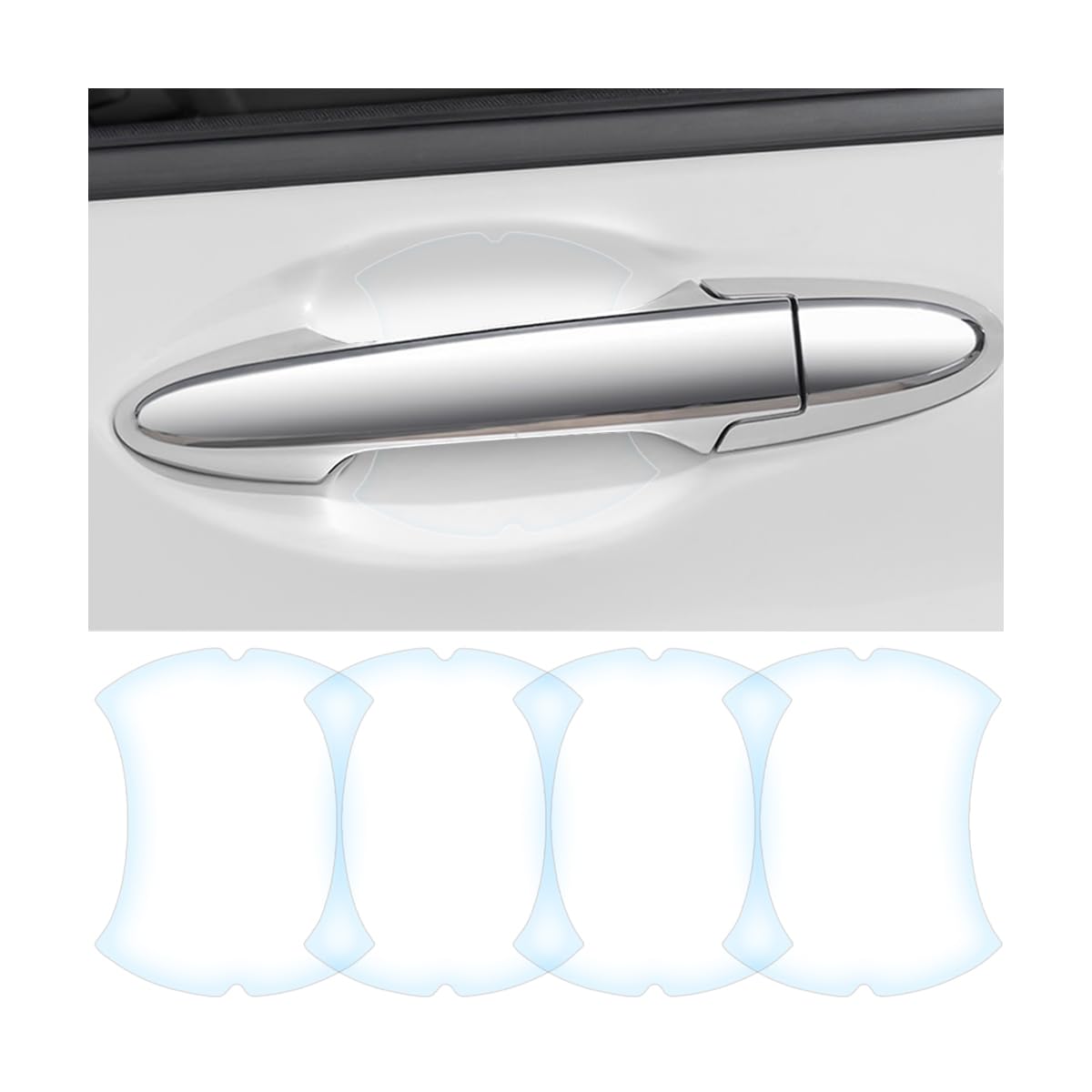 4PCS Car Door Handle Protector, Carbon Fiber Anti-Scratches Vehicle Door Handle Cup Sticker, Non-Marking Auto Handle Bowl Protective Film & Paint Guard, Universal for SUV, Truck (Transparent)