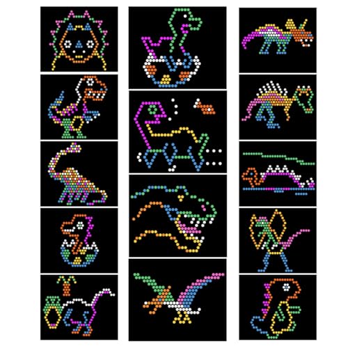 Dinosaur Theme - Pattern Refill Template Sheets for Lite Brite Ultimate Classic - 14 Pack