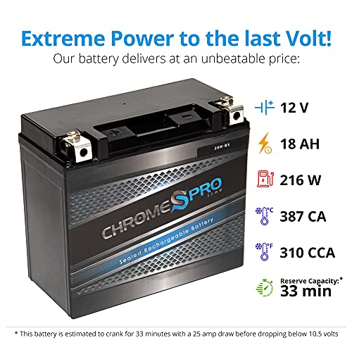 Rechargeable Ytx20H-Bs High Performance Power Sports Battery - Replacement Motorcycle Battery - Chrome Pro Battery #TOP2