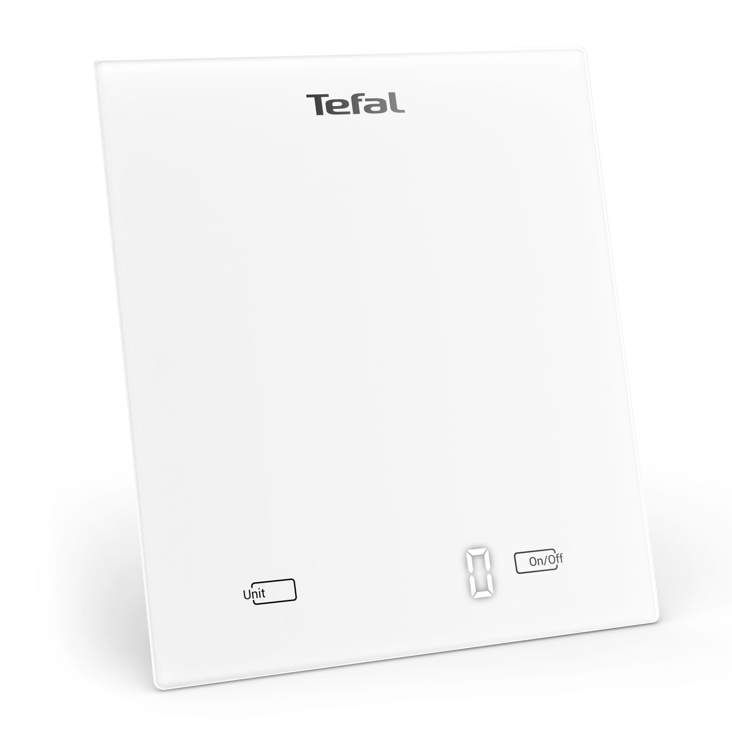 Tefal Essential Küchenwaage, bis 5 kg, metrische (g/kg/ml) und angloamerikanische (lb/oz) Einheiten, Tara-Funktion, schlankes Format, Weiß, BC5504V0