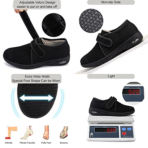 youyun Women's Diabetic Shoes Width X-Wide Shoe for Elderly Women Adjustable Closure Breathable Lightweight Non Slip for Swollen Feet Edema Widening Walking Shoes4