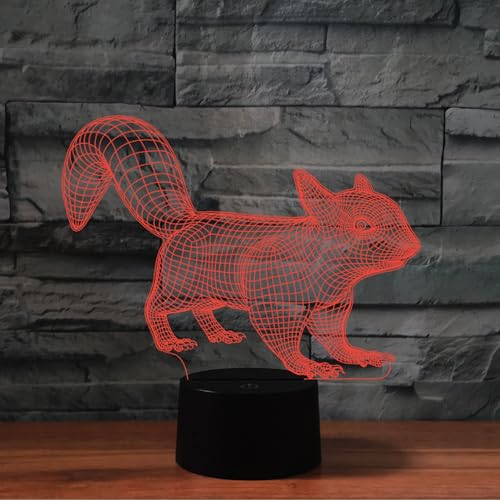 Lámpara de Mesa Ilusión 3D Squirrel con Control Remoto miniatura 3