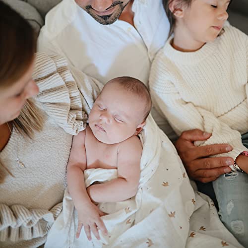 Image of mushie Muslin Baby Swaddle Blanket | 100% Organic Cotton (Sparrow)