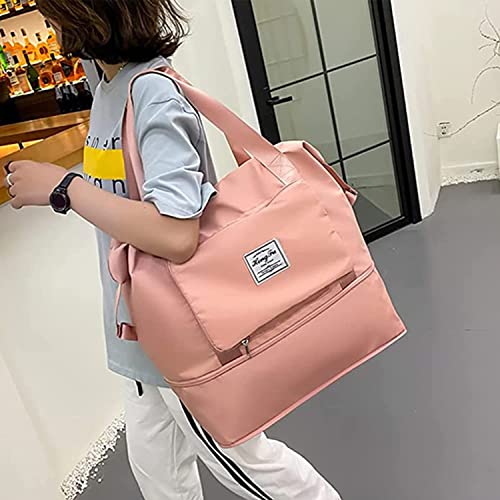 Image of ALPHABITA Foldable Travel Duffel Bag Large Capacity Folding Lightweight Waterproof Carry Luggage Fashion Bag (Peach)