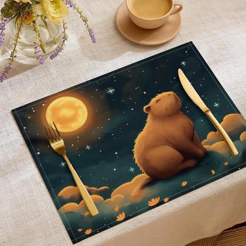 Set de table lavable en machine réutilisable rectangulaire lin coton x6 - 2
