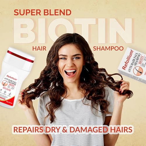 Image of Refollium Biotin Shampoo with Keratin & Collagen | Biotin and Collagen Shampoo for Hair Growth | Adds Volume & Shine, Nourishes Dry Hair, Controls Frizz (100ml)