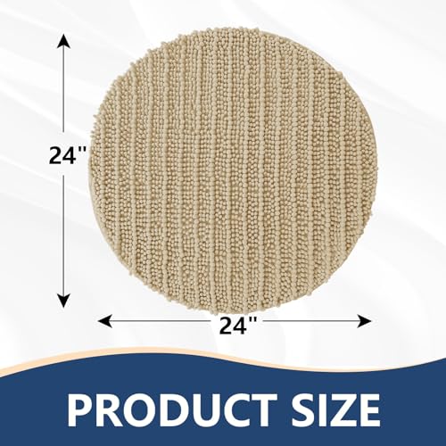 Image of Arotive Round Bathroom Rugs 24x24, Extra Soft Thick Absorbent Shaggy Chenille Bath Rugs, Machine Wash Dry, Bath Mats for Bathroom Floor, Tub and Shower, Home Decor Accessories, Beige