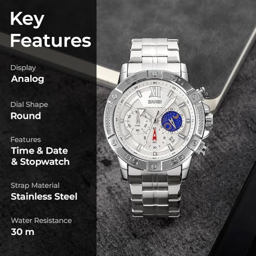 SKMEI Men's Silver Steel Belt Watch Silver - Silver - Image 2