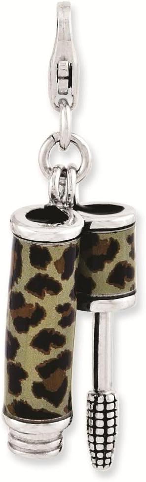 Sterling Silver Enameled 3-D Leopard Mascara w/Lobster Clasp Charm - Charms and Bracelets Accessories Collection