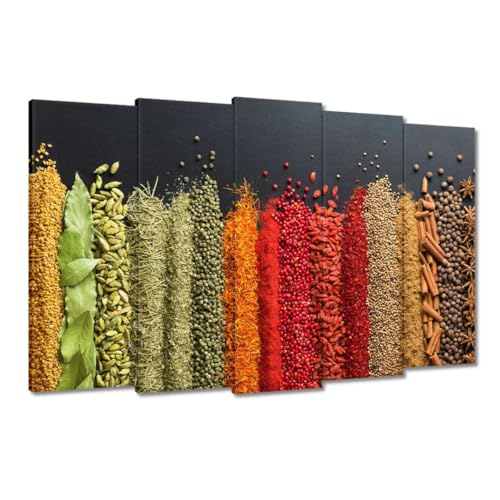 Décoration murale toile imprimée cuisine 150 x 95 cm tableau épices colorées moderne