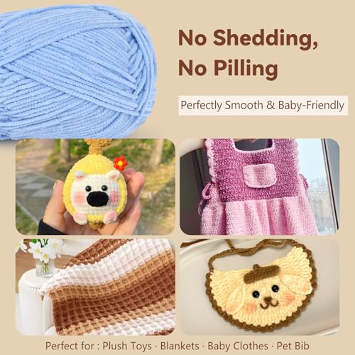 Image of Skinny Chenille Yarn for Crocheting - 6 Pack of 50g /158yd (948yd Total) - Soft Matte Thin Chenille CYC #2 - Fine Weight Baby Yarn for Plush Toys, Baby Blankets & Small Crafts(Crimson)