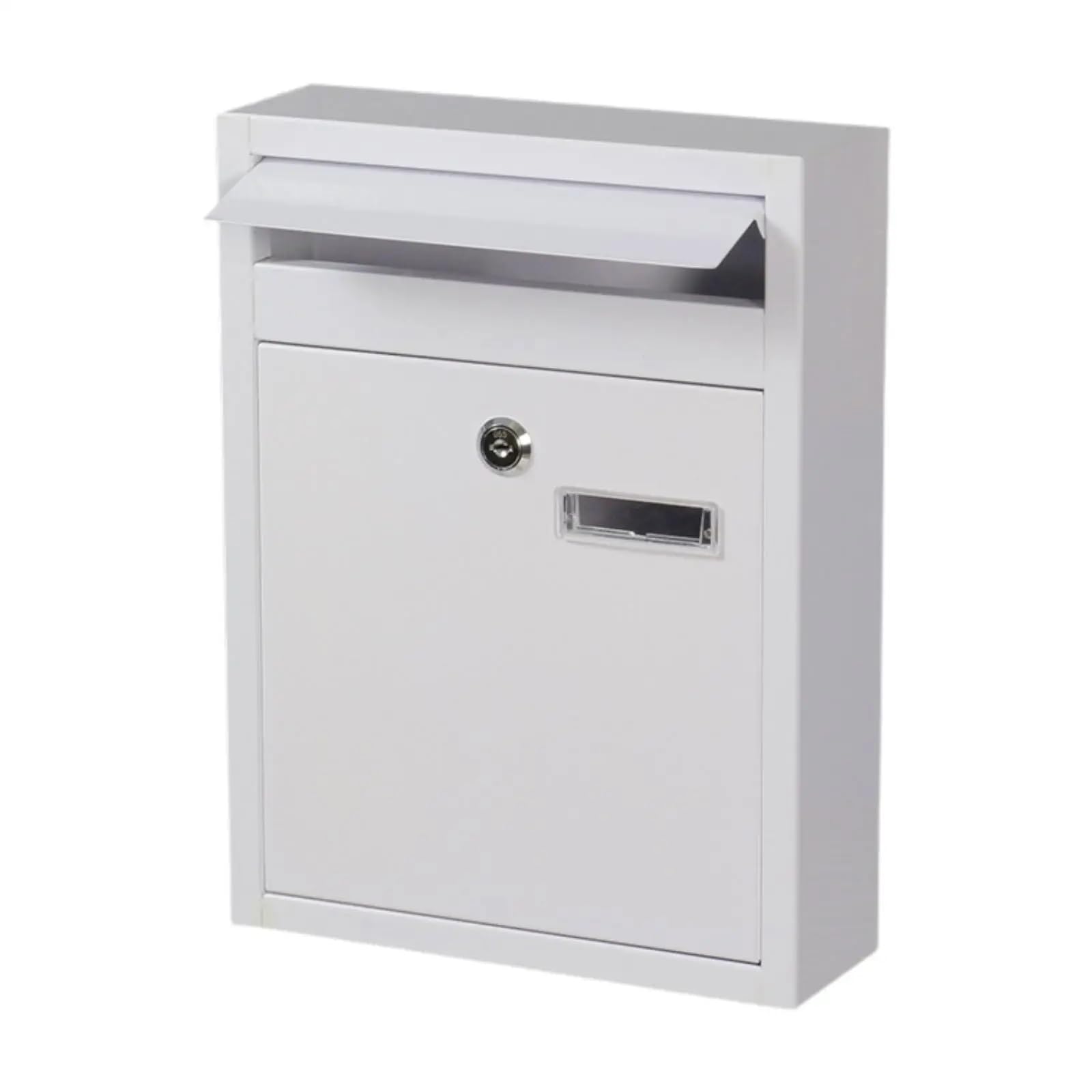 Wall Mounted Letterbox Wall Mounted Mailbox with Lock and Key Lockable Mail Drop Box Comment Suggestion for Gate Magazines(WHITE)