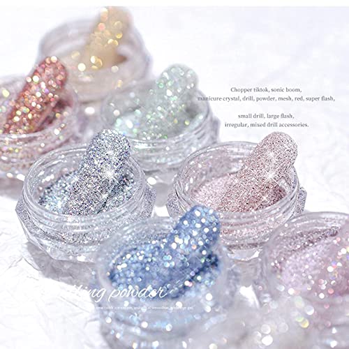 Nail Art Mirror Pigment Powder Siver Nail Glitter Sequins Holographic Nail Glitter Holo Shining Chrome Powder #TOP4
