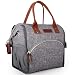 Lunch Bag, KOMUEE Insulated Lunch Box Wide-Open Lunch Tote Bag Large Drinks Holder Durable Nylon Thermal Snacks Organizer for Women Men Adults College Work Picnic Hiking Beach Fishing (grey)