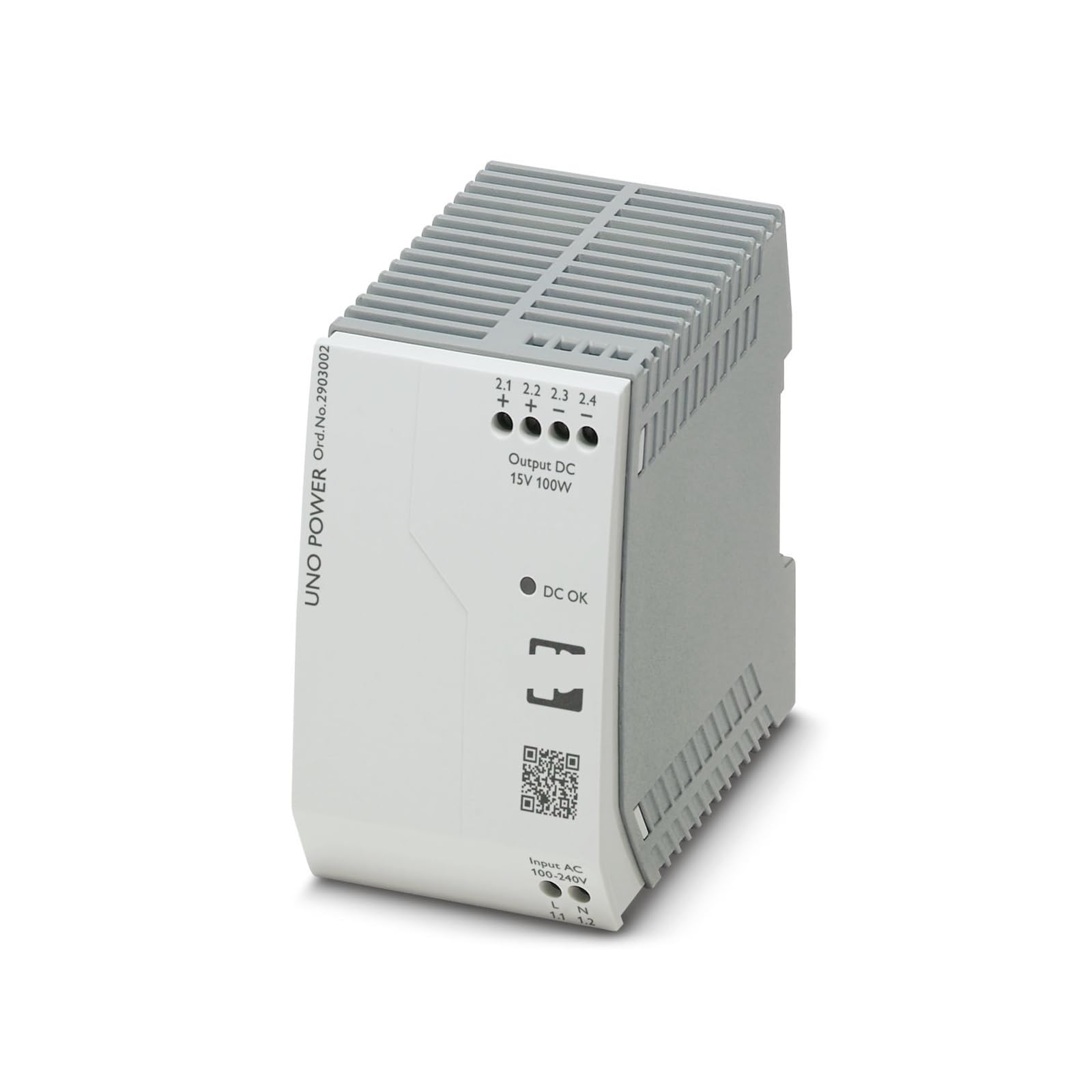 Unidad de Fuente de Alimentación, UNO-PS/1AC/15DC/100W - 2903002, Montaje en Riel DIN, Entrada: Monofásica, Salida: 15 V DC/100 W