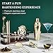 KITESSENSU Cocktail Shaker Set Bartender Kit with Stand | Complete 24-Piece Bar Set Cocktail Kit with All Bar Accessories, Gold