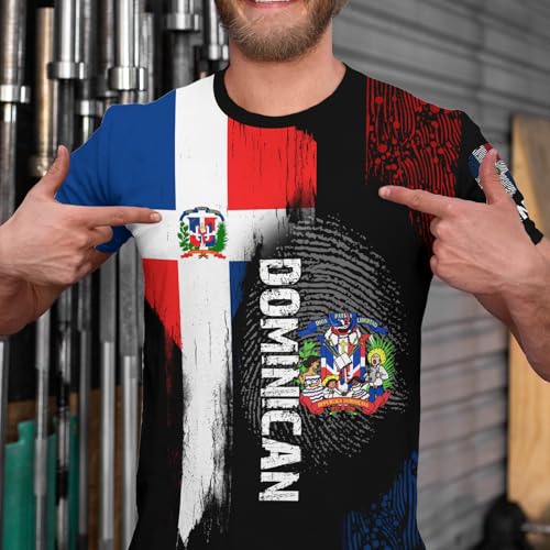 Dominican Flag T-Shirt Dominican Emblem Tee Printed Crewneck Short Sleeve Casual Sports Top Jersey Unisex3