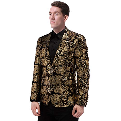 Allthemen Heren pailletten, colbert goud, glitterblazer, slim fit, bruiloft, smoking - Image 6