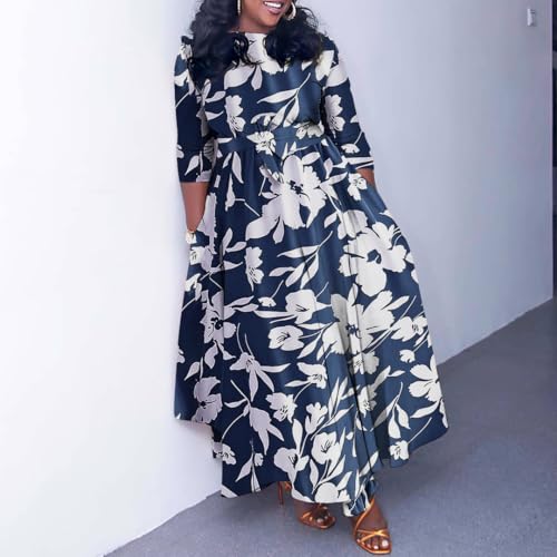 Image of BFFBABY Casual Dress Plus Size Formal A Line Dresses for Women Fall Long Dresses with Sleeve Casual Belted