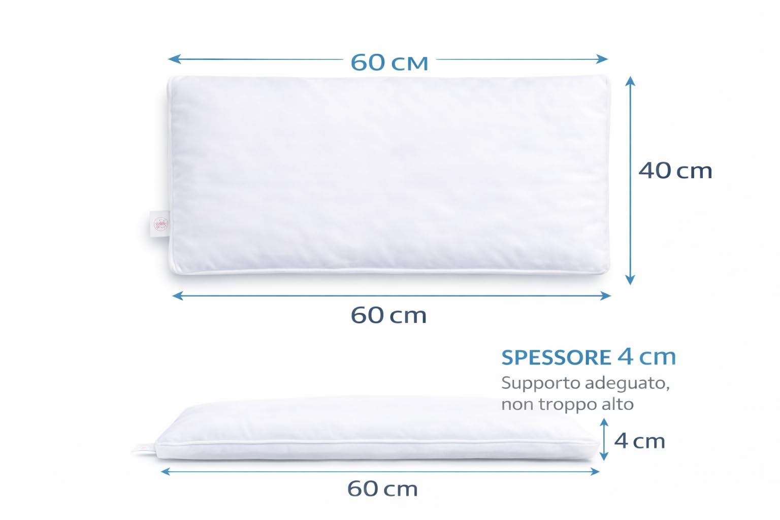 BABY WOLFY-Cuscino Lettino Bambino 40x60cm certificato OEKO-TEX® 1 2 3 4 anni 100% Cotone Antiacaro Anallergico Traspirante Morbido per Letto Culla Passeggino Asilo Nido Made in Italy
