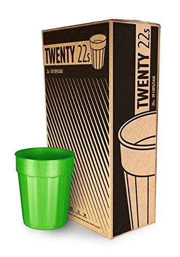 CC-22FC-C31779-20 Plastic Fluted Cup, 22 oz Capacity, Pearlescent Green (Pack of 20)