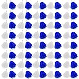 Meooeck 80 Pcs Cheerleading Pom Poms Sports Dance Cheer Pompoms with Handles Plastic Cheerleader Stuff for Sport Gymnastics Adults Cheering Team Party Decorations(Blue, White)