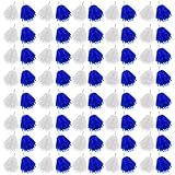 Meooeck 80 Pcs Cheerleading Pom Poms Sports Dance Cheer Pompoms with Handles Cheerleading Pom Poms Plastic Cheerleader Party Decorations for Kids Adults Cheering Team (Blue, White)