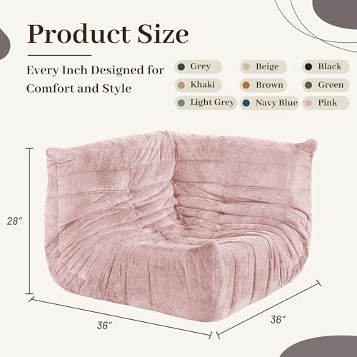 Image of HABUTWAY Giant Bean Bag Chairs Lazy Sofa for Adults,Corner,Pink | Memory Foam Bean Bag Chairs,Fireside Corner Chair,Lazy Floor Corner Sofa for Living Room, Bedroom, Dorm, Office