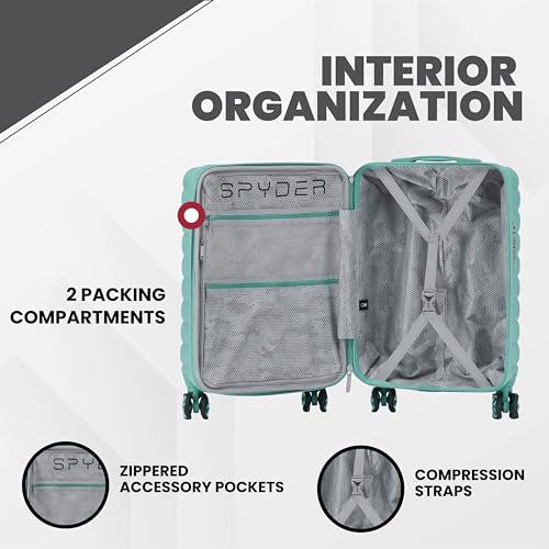 Spyder Puffer Style 25 Inch Expandable Hardside Upright Suitcase with 360° Spinner Wheels, TSA Approved Lock, Seafoam Green4