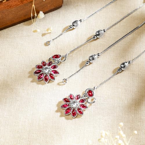 Image of Rubans Oxidised Anklets Jewellery Gift for Women & Girls | Kundan Ethnic Traditional