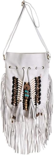 Bolso Boho Round S Cuero Real Bolso con flecos Bolsos bohemios