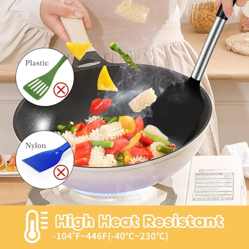 Silicone Spatula Set, Food-Grade Silicone Kitchen Utensils, Heat-Resistant for Cooking, Baking, and Turning Food, Dishwasher-Safe, Sturdy Stainless Steel Core - Image 5