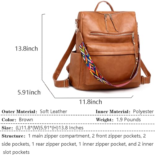 Image of Women's Fashion Backpack Purse for Women Leather Multipurpose Design Ladies Shoulder Bag Travel bag Satchel Handbags