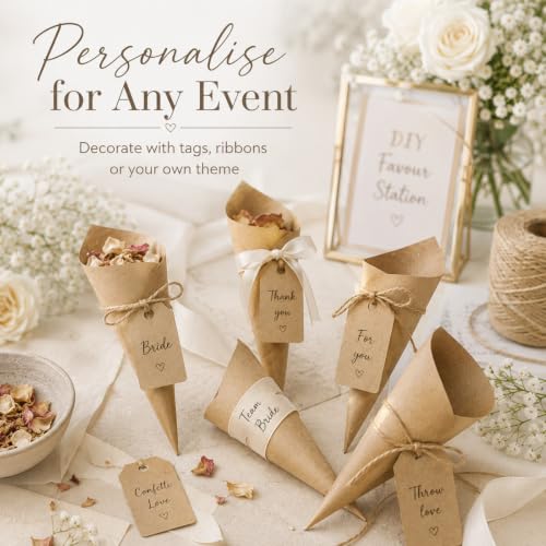 Image of Gadpiparty 120pcs Paper Conesfor Flower Petals, for Wedding Confetti Flower Paper Cones Party Favor Holders, Small Bouquets Candy and Petal