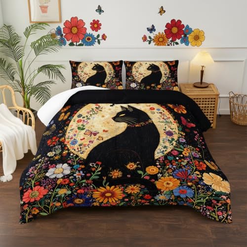 lneffble Black Cat Comforter Set