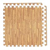 WEIMALL ジョイントマット 木目調 3畳用 大判60cm 厚さ1cm サイドパーツ付 床暖房 ベビーフロアマット 赤ちゃん 防音 抗菌 ノンホルムアルデヒド (ベージュ,16枚セット) FCA0560XH