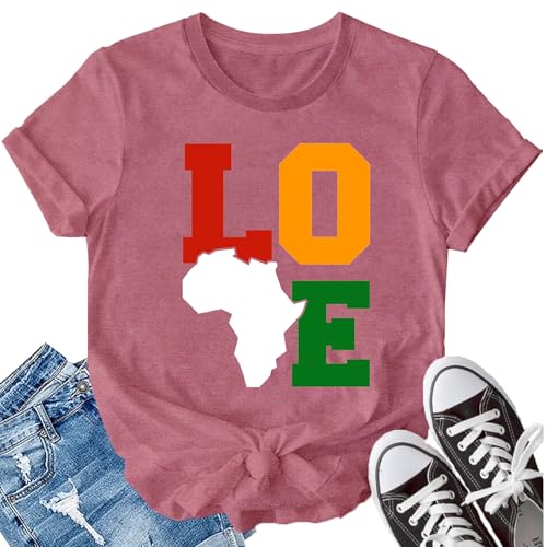 LBP Black Pride Love Shirt for Women Juneteenth Black History Month T-Shirt African American Tee Tops