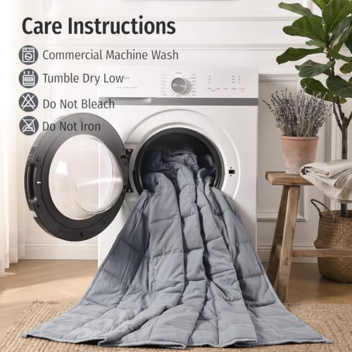 Image of Wemore Cooling Weighted Blanket for Adults 15 lbs Twin Size 48 inchx72 inch | Light Gray, Great for Stress Relief and Better Sleep, Heavy Throw Blanket with Glass Beads, Skin-friendly, Machine Washable,