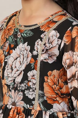 Image of Fashion Dream Girls Floral Georgette Fit & Flare Ethnic Dress|Birthday Maxi for Kids