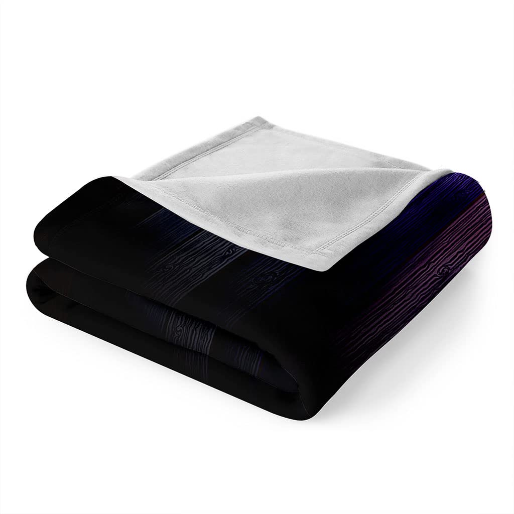 Couverture Polaire Flanelle en Microfibre Couverture Lit 1 Personne 180X200Cm Rayures Bleu Violet Plaid Fourrure Grande Taille Jeté De Canapé, Couverture Chaude Douce en Peluche