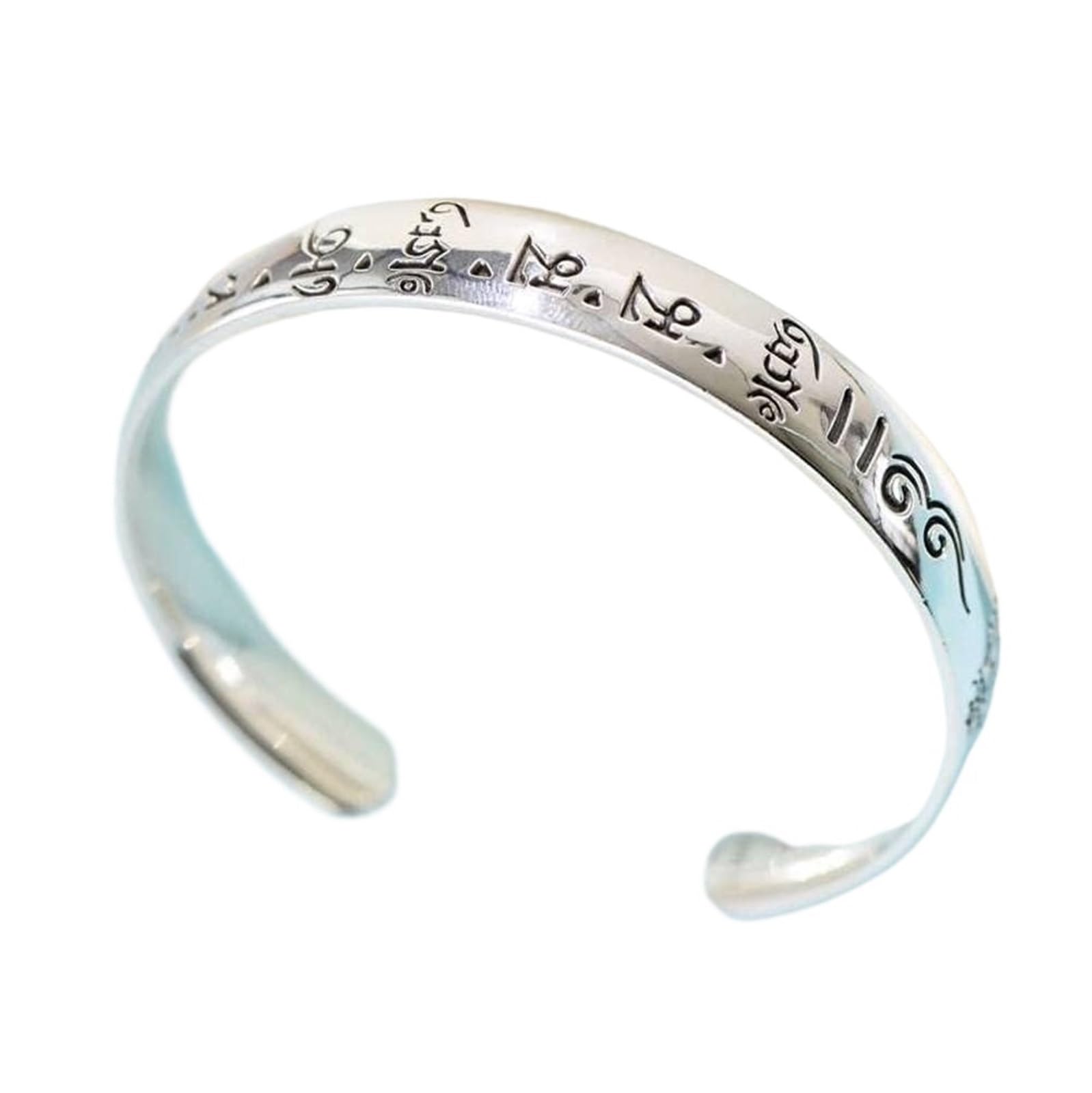 Bracciale in argento, bracciale rigido alla moda, bracciale retrò S999 Bracciale in argento Incantesimo buddista Bracciale rigido in argento regolabile Bracciale gioielli in argento personalizzato
