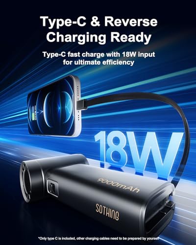 Handheld-Fan-Portable-Fan-with-Charger-Power-Bank-9000mAh-Hand-Held-Fan-Rechargeable-18W-Fast-Charging-Type-C-Input-50000RPM-High-Speed-Turbo-Airflow-for-Travel-Concerts-Cruise-Makeup-Black