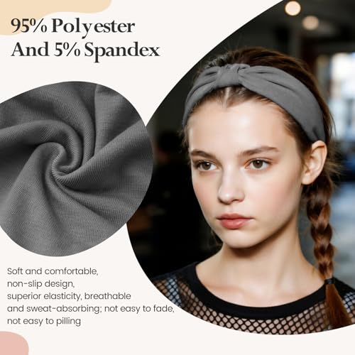 Image of HSEM Knotted Headbands for Women 6-Pack - Wide Soft Elastic Non-Slip Hair Bands - Thick Stretchy Sweat Bands for Washing Face, Makeup, Workout, Running, Spa, Yoga, Fashion, Leopard Print