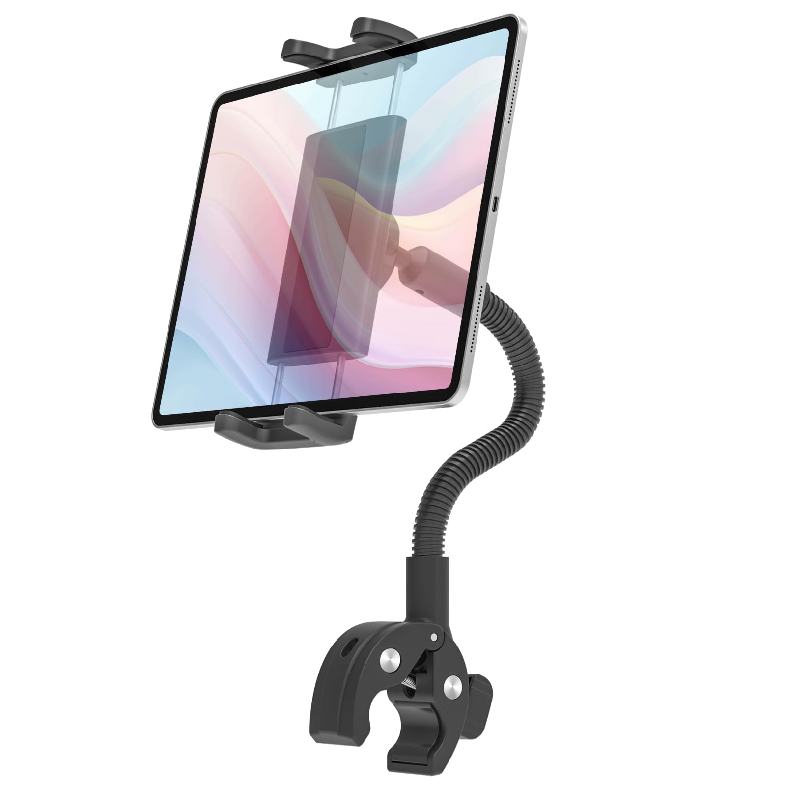 Photo 1 of CANHET Gooseneck Tablet Holder for Treadmill and Peloton Bike Fit 4-13" iPad & Phone, Universal Clamp Mount with Flexible Arm for Spin Bike, Indoor Exercise Bicycle, Wheelchair, Stroller Handlebar